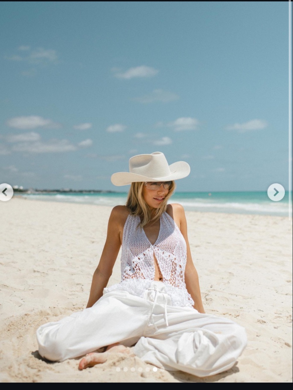 Women's Crochet top in White as seen on Alex Cooper
